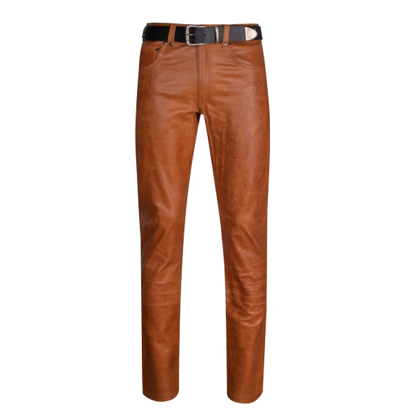 Leather trousers leather jeans middle brown W40 L32 LEATHER LINING